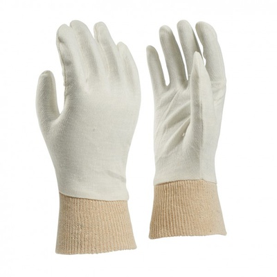 Interlock handschoen van katoen met tricot boord