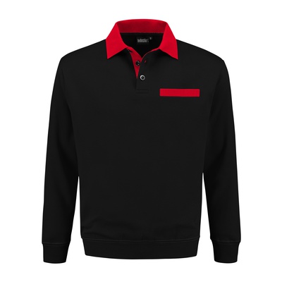 Polosweater bi-color PSW300 Zwart/Rood
