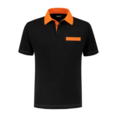 Indushirt Poloshirt bi-color PS 200 Zwart/Oranje